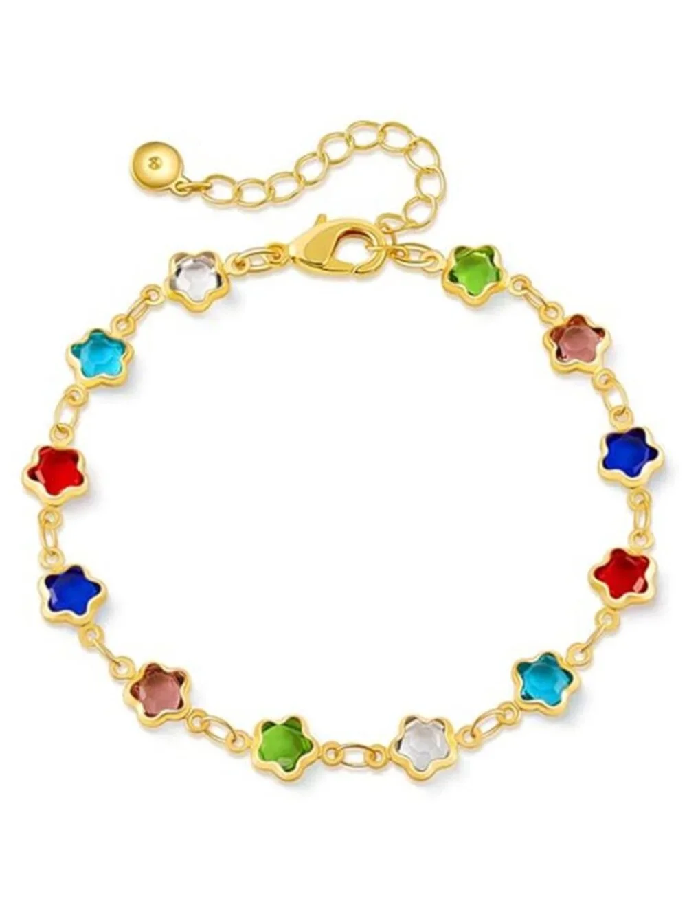 Women's 18K Gold Plated Anklet Multicolor Crystal Ankle Bracelet Boho